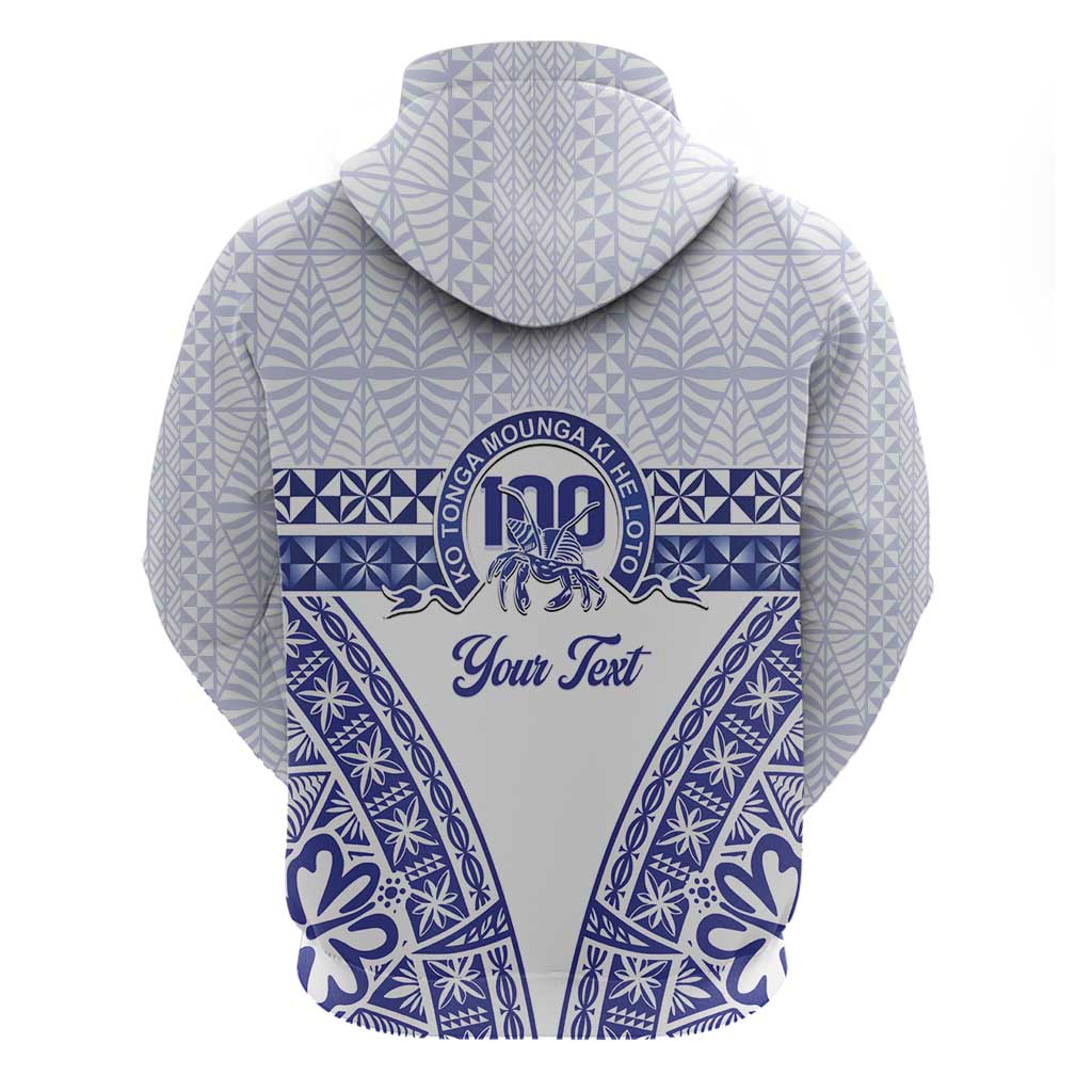 Personalised Queen Salote College Zip Hoodie Kolisi Fefine 100th Anniversary Kupesi White - Polynesian Pride
