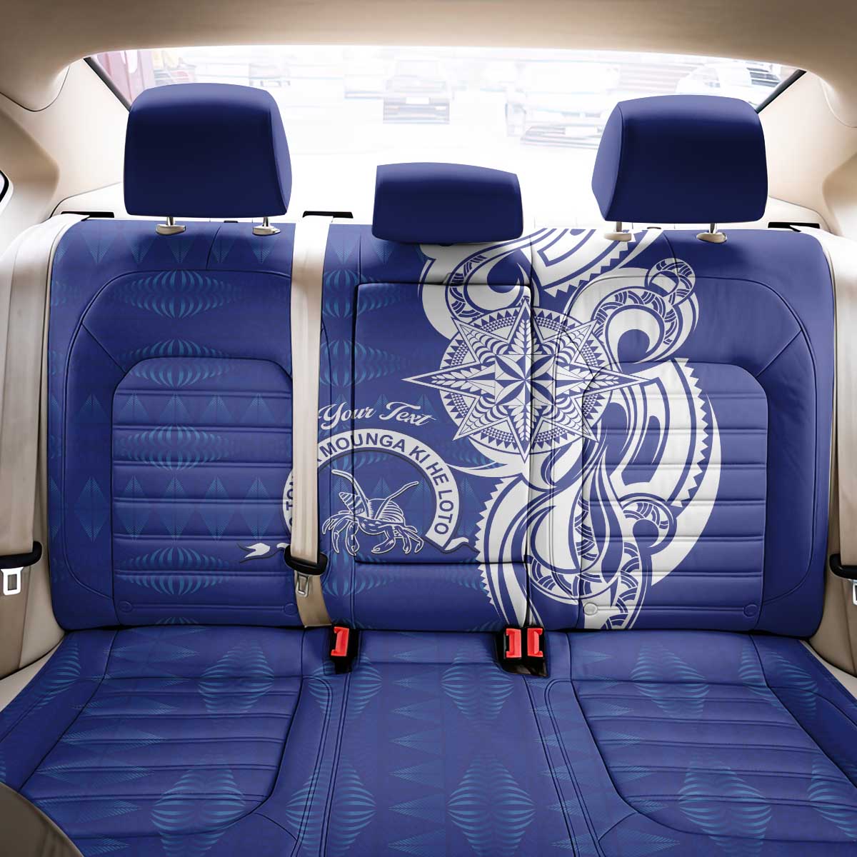 Personalised Queen Salote College Back Car Seat Cover QSC Est 1926 Ngatu Pattern - Polynesian Pride