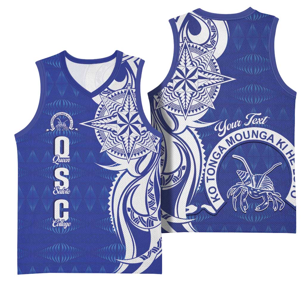 Personalised Queen Salote College Basketball Jersey QSC Est 1926 Ngatu Pattern - Polynesian Pride