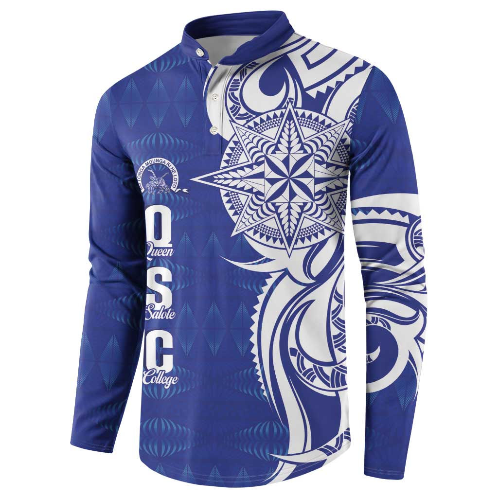 Personalised Queen Salote College Button Sweatshirt QSC Est 1926 Ngatu Pattern - Polynesian Pride