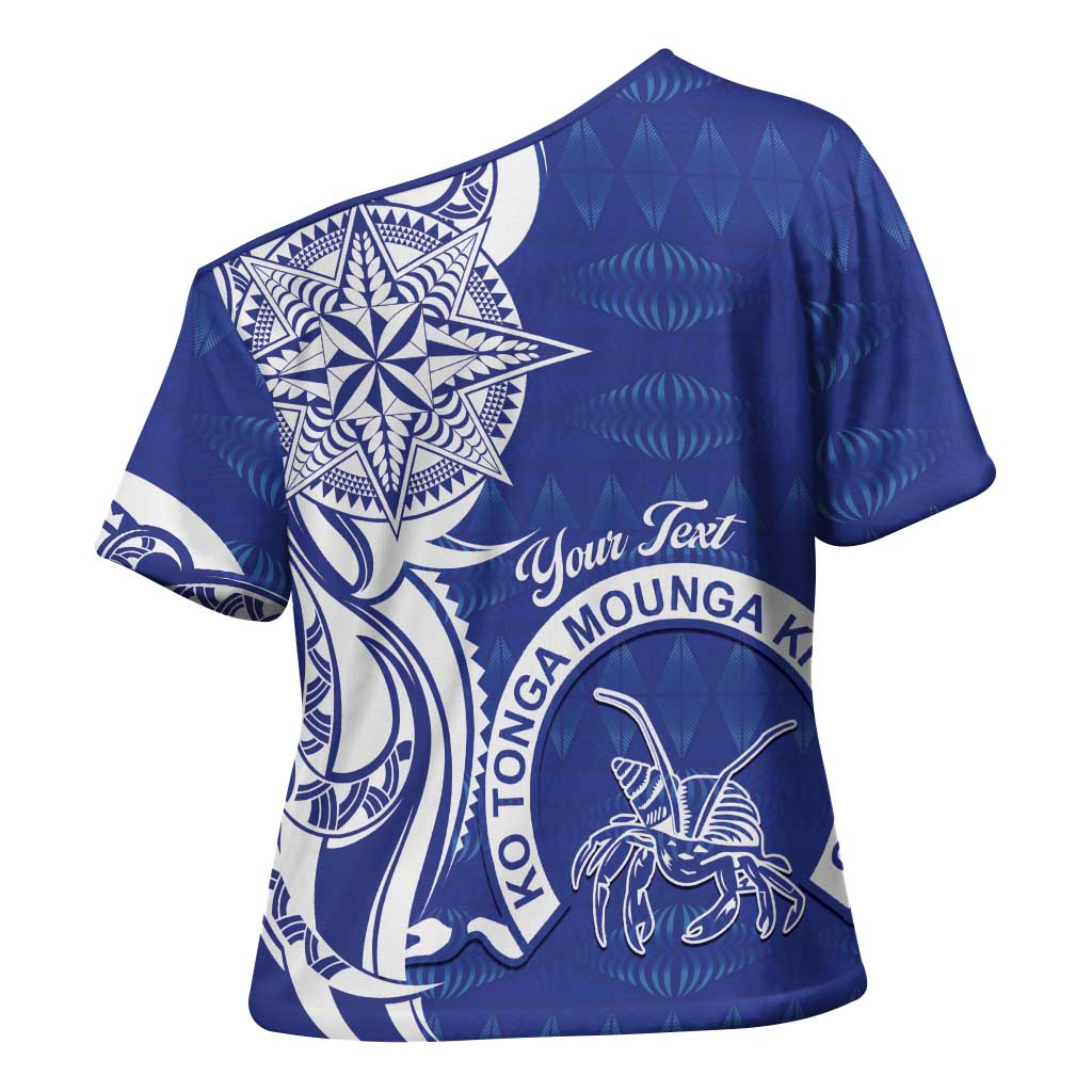 Personalised Queen Salote College Cross Shoulder Shirt QSC Est 1926 Ngatu Pattern - Polynesian Pride