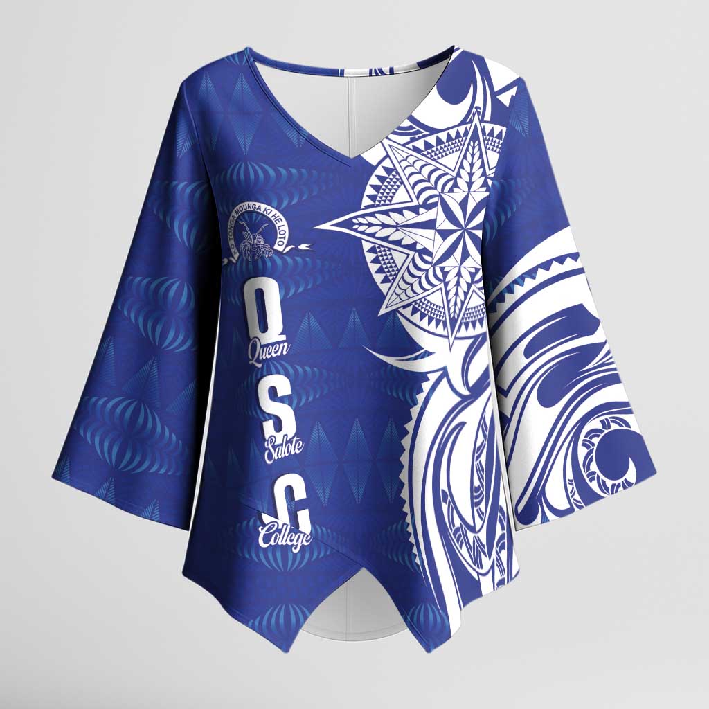 Personalised Queen Salote College Kimono Sleeve Blouse QSC Est 1926 Ngatu Pattern - Polynesian Pride