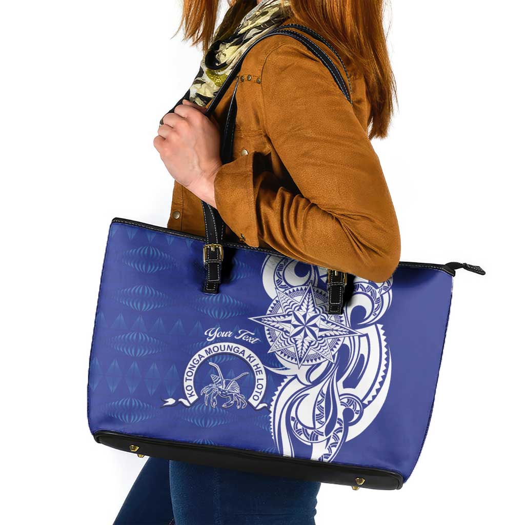 Personalised Queen Salote College Leather Tote Bag QSC Est 1926 Ngatu Pattern - Polynesian Pride