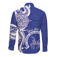 Personalised Queen Salote College Long Sleeve Button Shirt QSC Est 1926 Ngatu Pattern - Polynesian Pride