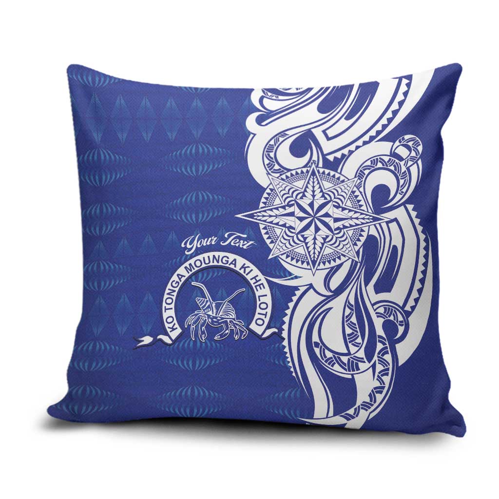 Personalised Queen Salote College Pillow Cover QSC Est 1926 Ngatu Pattern LT14 Blue - Polynesian Pride