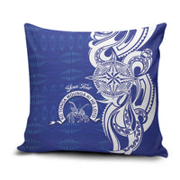 Personalised Queen Salote College Pillow Cover QSC Est 1926 Ngatu Pattern LT14 Blue - Polynesian Pride