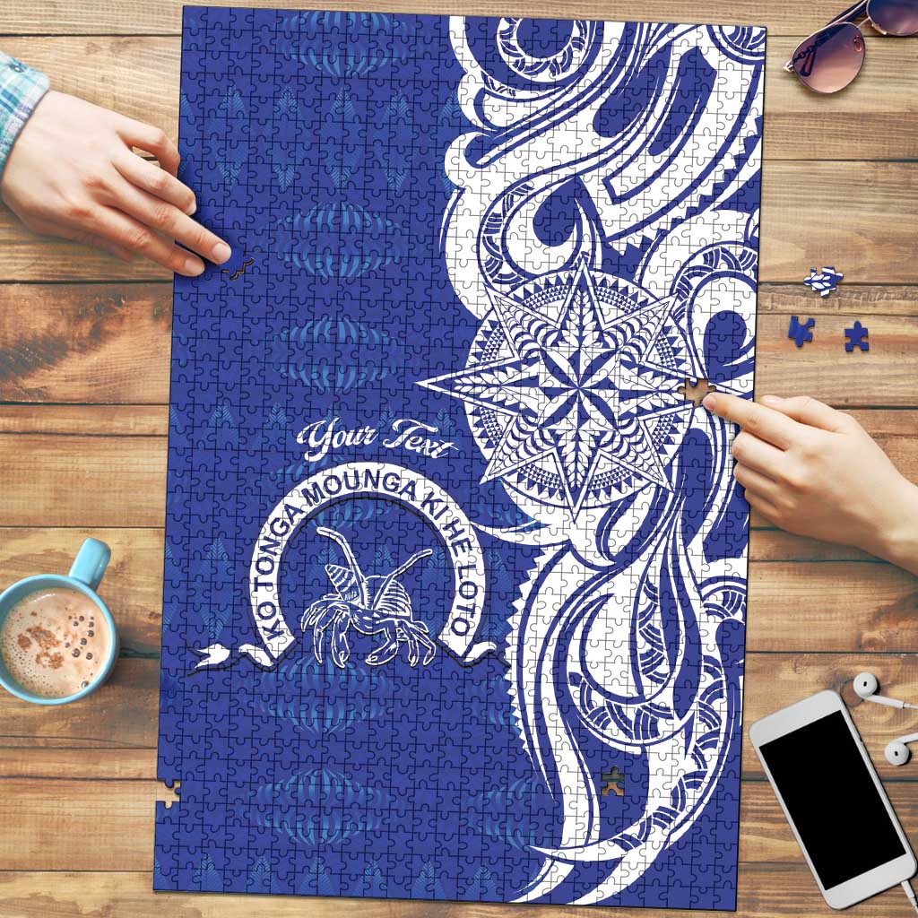 Personalised Queen Salote College Puzzle QSC Est 1926 Ngatu Pattern LT14 Blue - Polynesian Pride