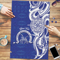 Personalised Queen Salote College Puzzle QSC Est 1926 Ngatu Pattern LT14 Blue - Polynesian Pride