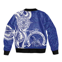 Personalised Queen Salote College Sleeve Zip Bomber Jacket QSC Est 1926 Ngatu Pattern - Polynesian Pride