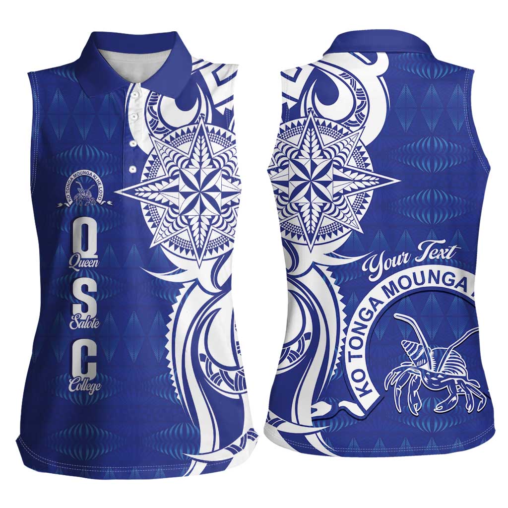 Personalised Queen Salote College Women Sleeveless Polo Shirt QSC Est 1926 Ngatu Pattern - Polynesian Pride