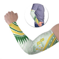Personalised Samoa Ua Potopoto Arm Sleeves SUP Est 2025 Samoan Pattern LT14 Set of 2 White - Polynesian Pride
