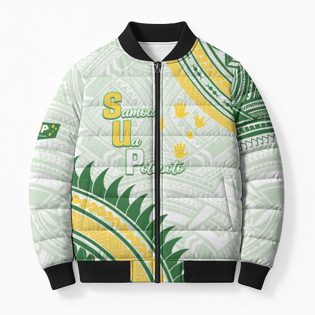 Personalised Samoa Ua Potopoto Bomber Puffer Jacket SUP Est 2025 Samoan Pattern - Polynesian Pride