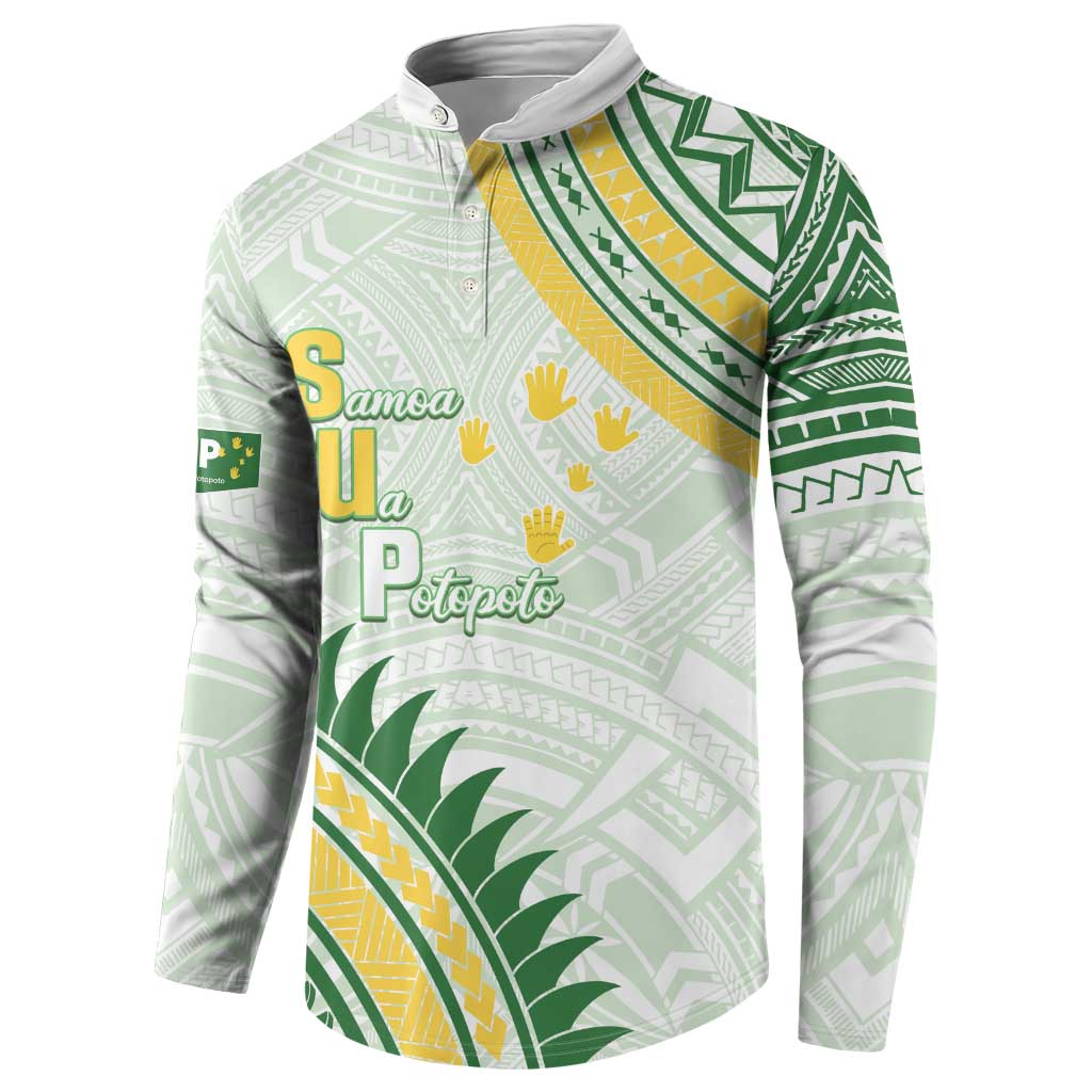 Personalised Samoa Ua Potopoto Button Sweatshirt SUP Est 2025 Samoan Pattern - Polynesian Pride