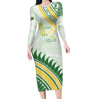 Personalised Samoa Ua Potopoto Family Matching Long Sleeve Bodycon Dress and Hawaiian Shirt SUP Est 2025 Samoan Pattern - Polynesian Pride