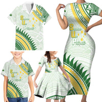 Personalised Samoa Ua Potopoto Family Matching Short Sleeve Bodycon Dress and Hawaiian Shirt SUP Est 2025 Samoan Pattern - Polynesian Pride