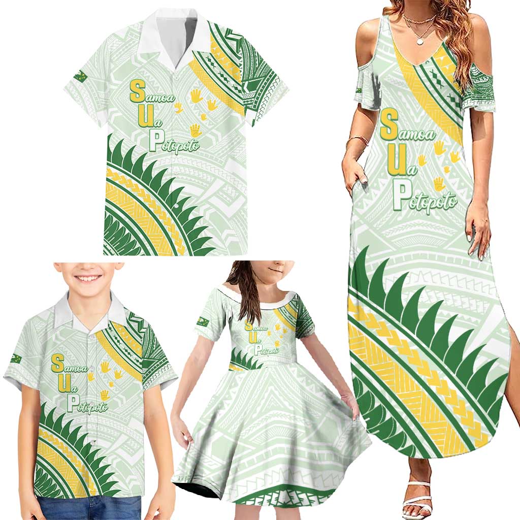 Personalised Samoa Ua Potopoto Family Matching Summer Maxi Dress and Hawaiian Shirt SUP Est 2025 Samoan Pattern - Polynesian Pride