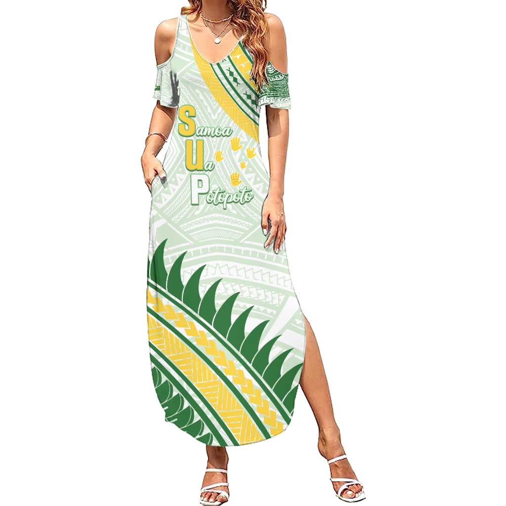 Personalised Samoa Ua Potopoto Family Matching Summer Maxi Dress and Hawaiian Shirt SUP Est 2025 Samoan Pattern - Polynesian Pride