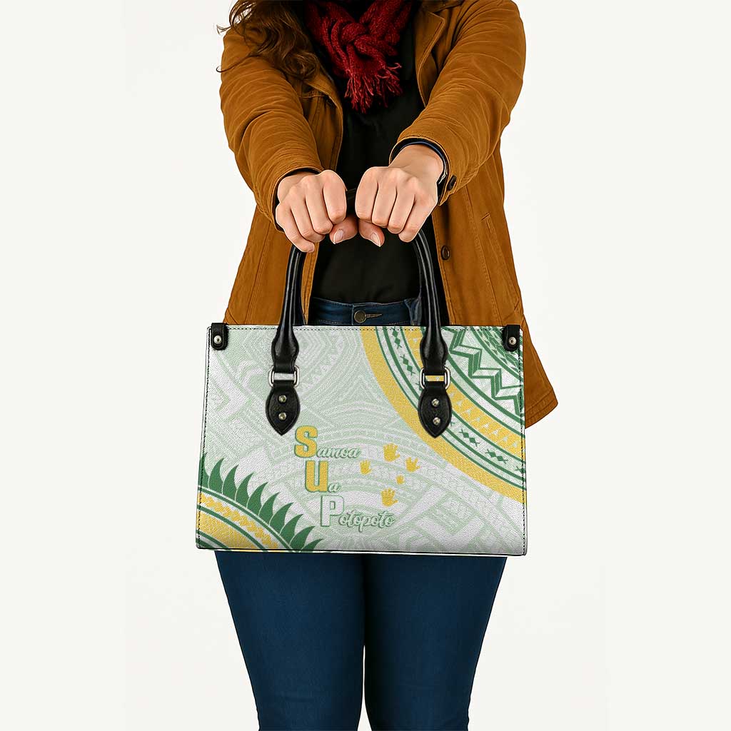 Samoa Ua Potopoto Leather Bag SUP Est 2025 Samoan Pattern - Polynesian Pride