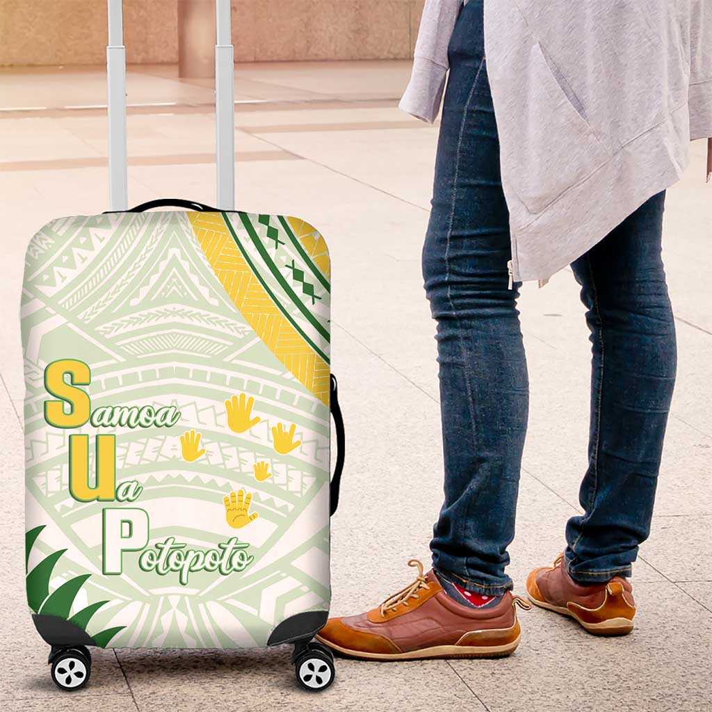 Samoa Ua Potopoto Luggage Cover SUP Est 2025 Samoan Pattern LT14 White - Polynesian Pride
