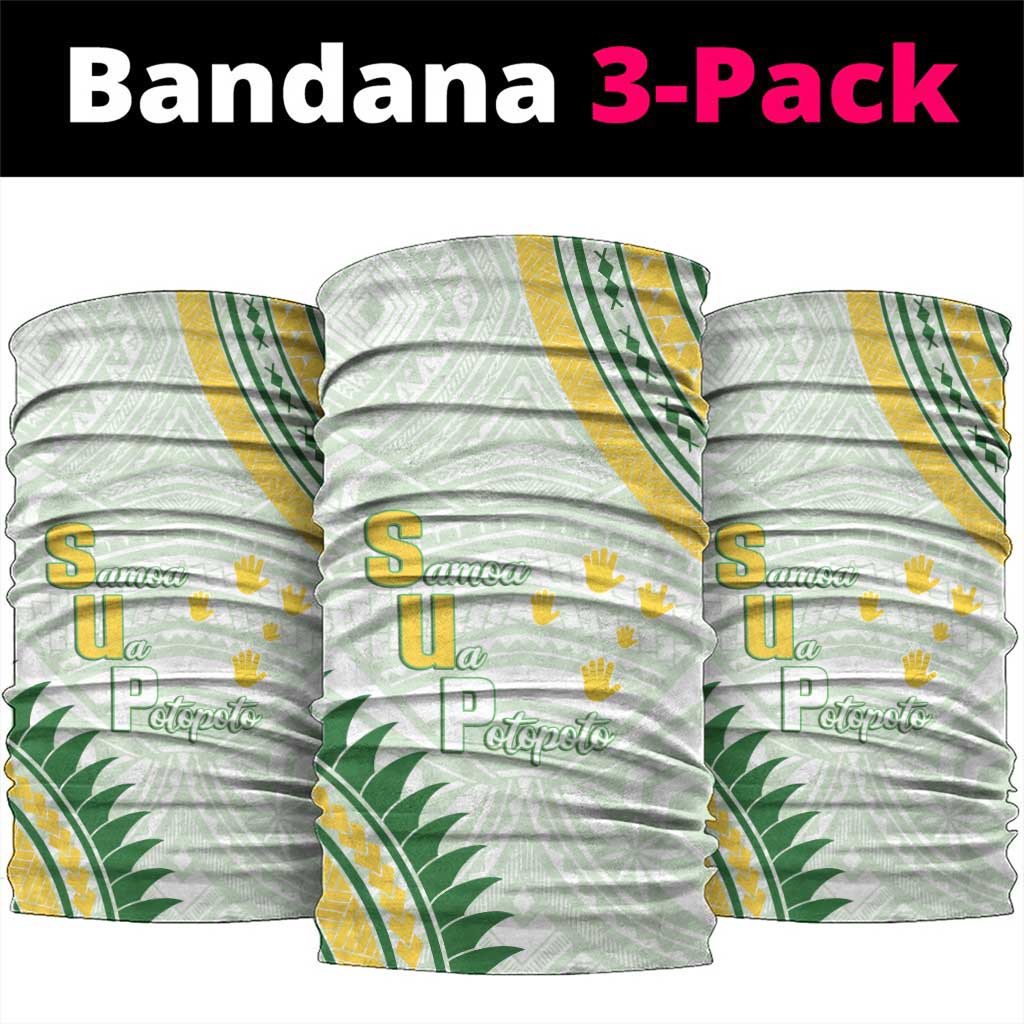 Samoa Ua Potopoto Neck Gaiter SUP Est 2025 Samoan Pattern LT14 package One Size: 25*50cm White - Polynesian Pride