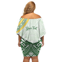 Personalised Samoa Ua Potopoto Off Shoulder Short Dress SUP Est 2025 Samoan Pattern - Polynesian Pride