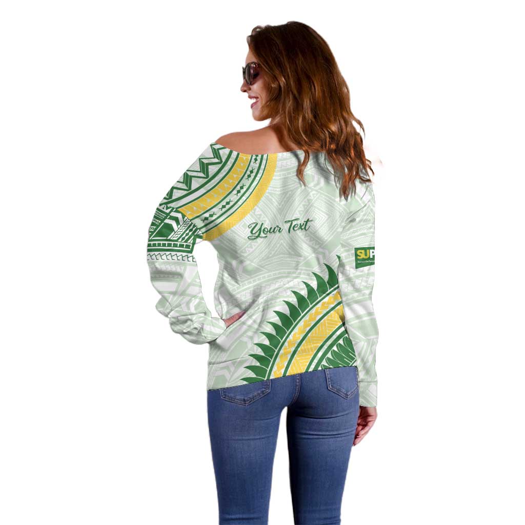 Personalised Samoa Ua Potopoto Off Shoulder Sweater SUP Est 2025 Samoan Pattern LT14 - Polynesian Pride