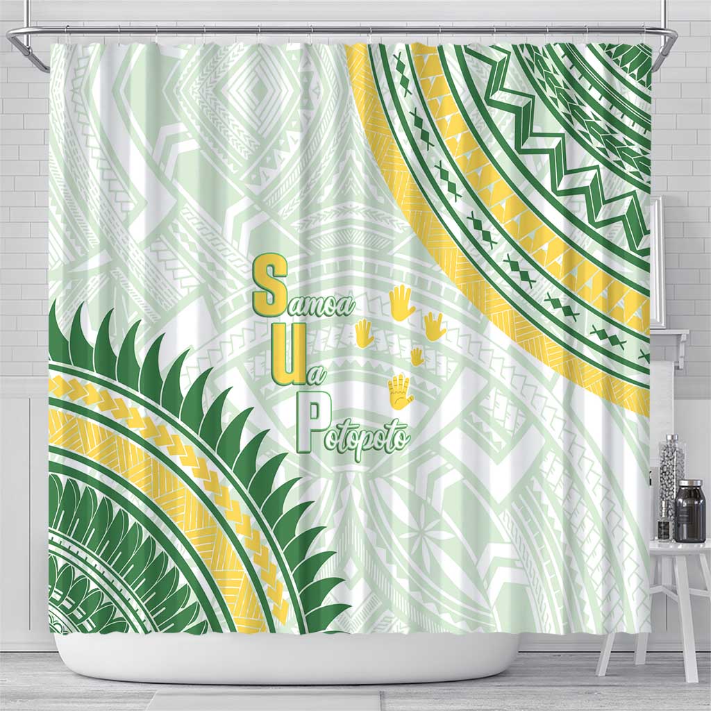 Samoa Ua Potopoto Shower Curtain SUP Est 2025 Samoan Pattern LT14 - Polynesian Pride