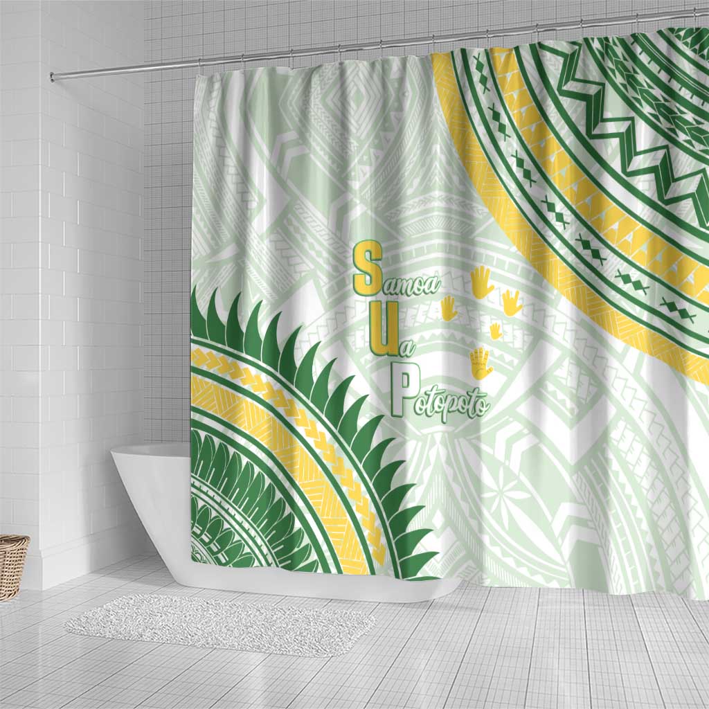 Samoa Ua Potopoto Shower Curtain SUP Est 2025 Samoan Pattern LT14 - Polynesian Pride