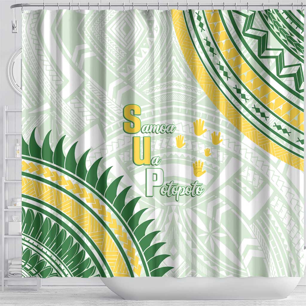 Samoa Ua Potopoto Shower Curtain SUP Est 2025 Samoan Pattern LT14 - Polynesian Pride