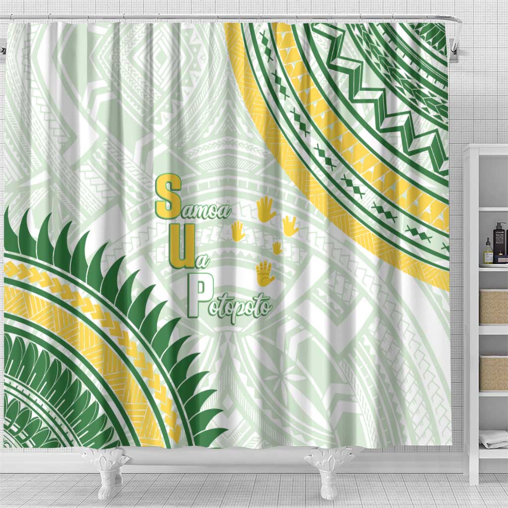 Samoa Ua Potopoto Shower Curtain SUP Est 2025 Samoan Pattern LT14 - Polynesian Pride
