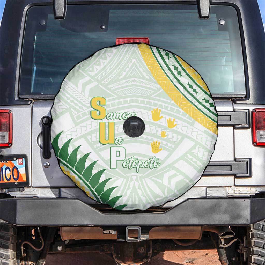 Samoa Ua Potopoto Spare Tire Cover SUP Est 2025 Samoan Pattern LT14 White - Polynesian Pride