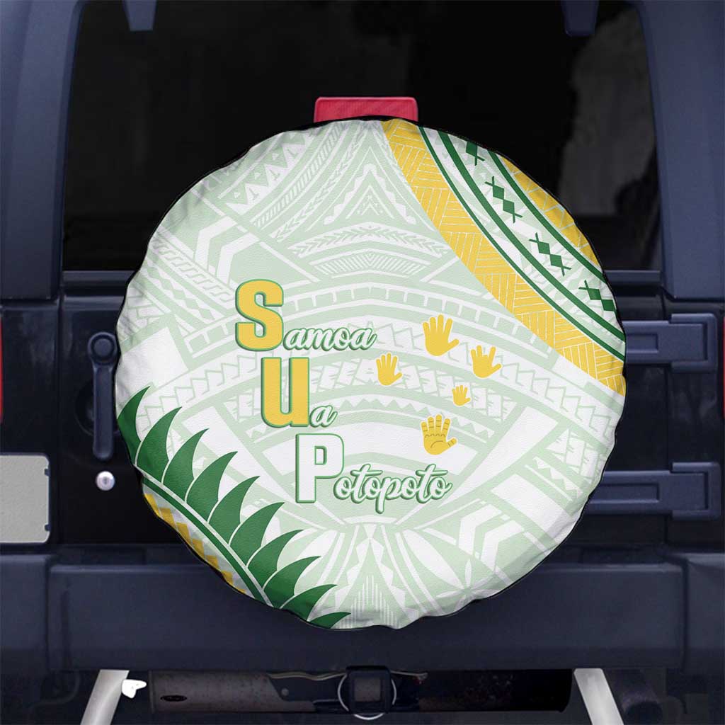 Samoa Ua Potopoto Spare Tire Cover SUP Est 2025 Samoan Pattern LT14 No hole White - Polynesian Pride