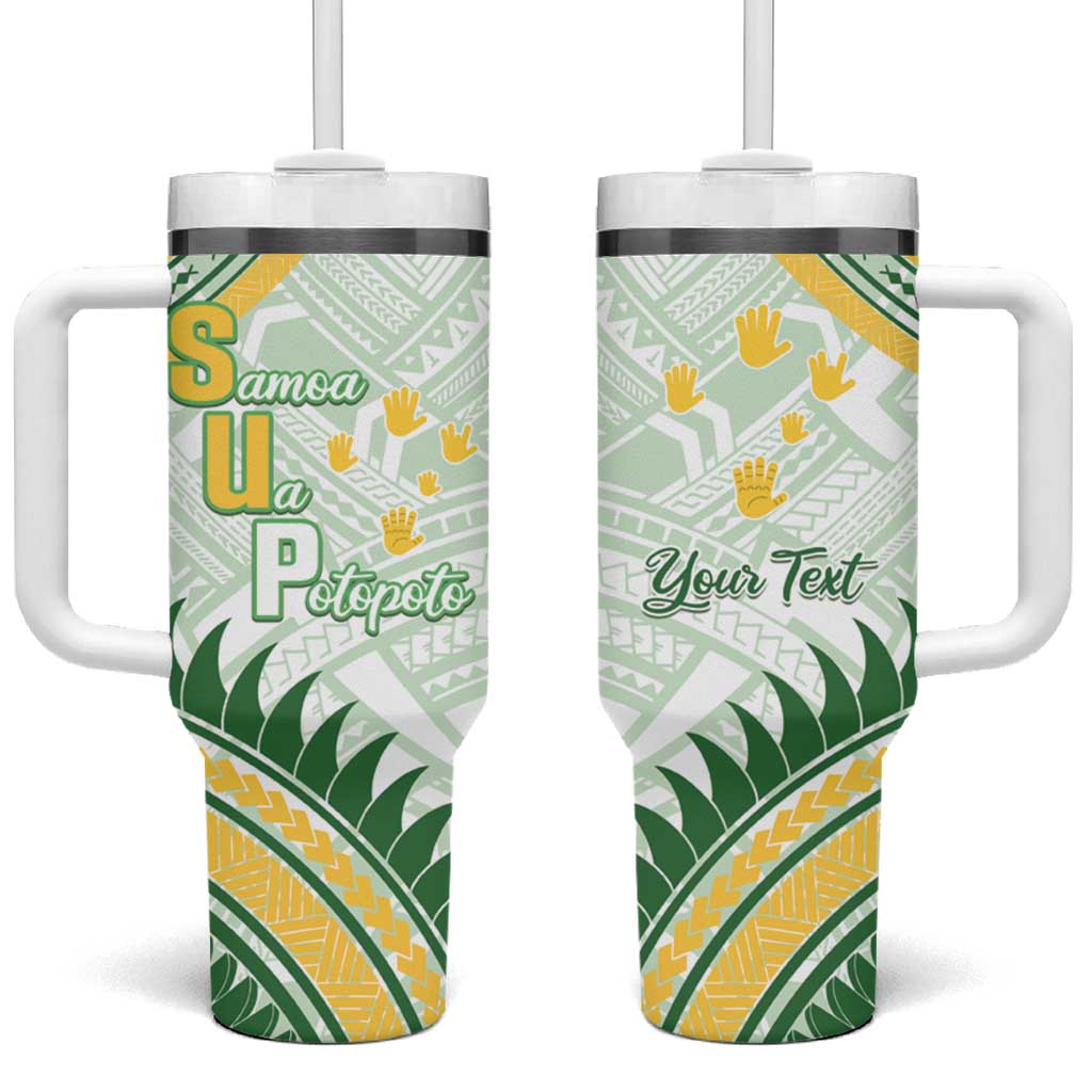 Personalised Samoa Ua Potopoto Tumbler With Handle SUP Est 2025 Samoan Pattern LT14 One Size: 40 oz White - Polynesian Pride