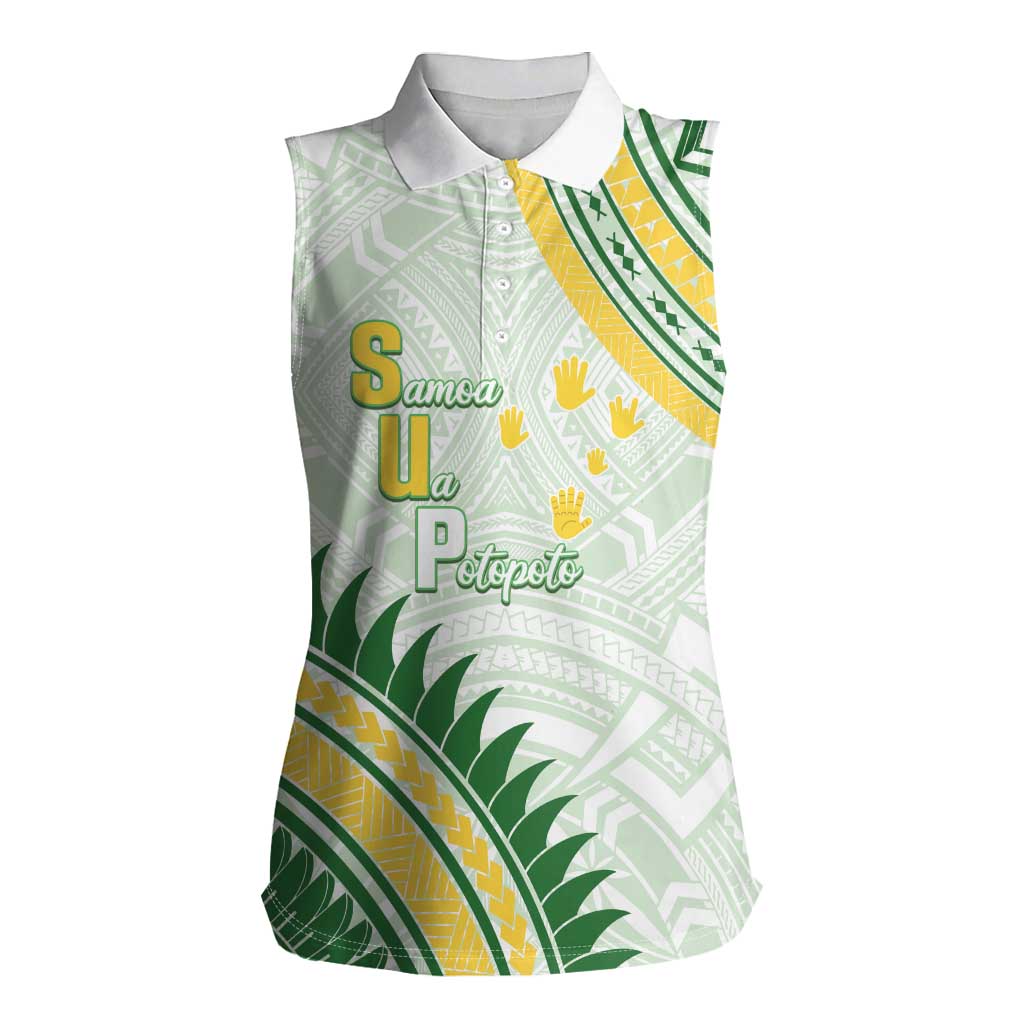 Personalised Samoa Ua Potopoto Women Sleeveless Polo Shirt SUP Est 2025 Samoan Pattern - Polynesian Pride