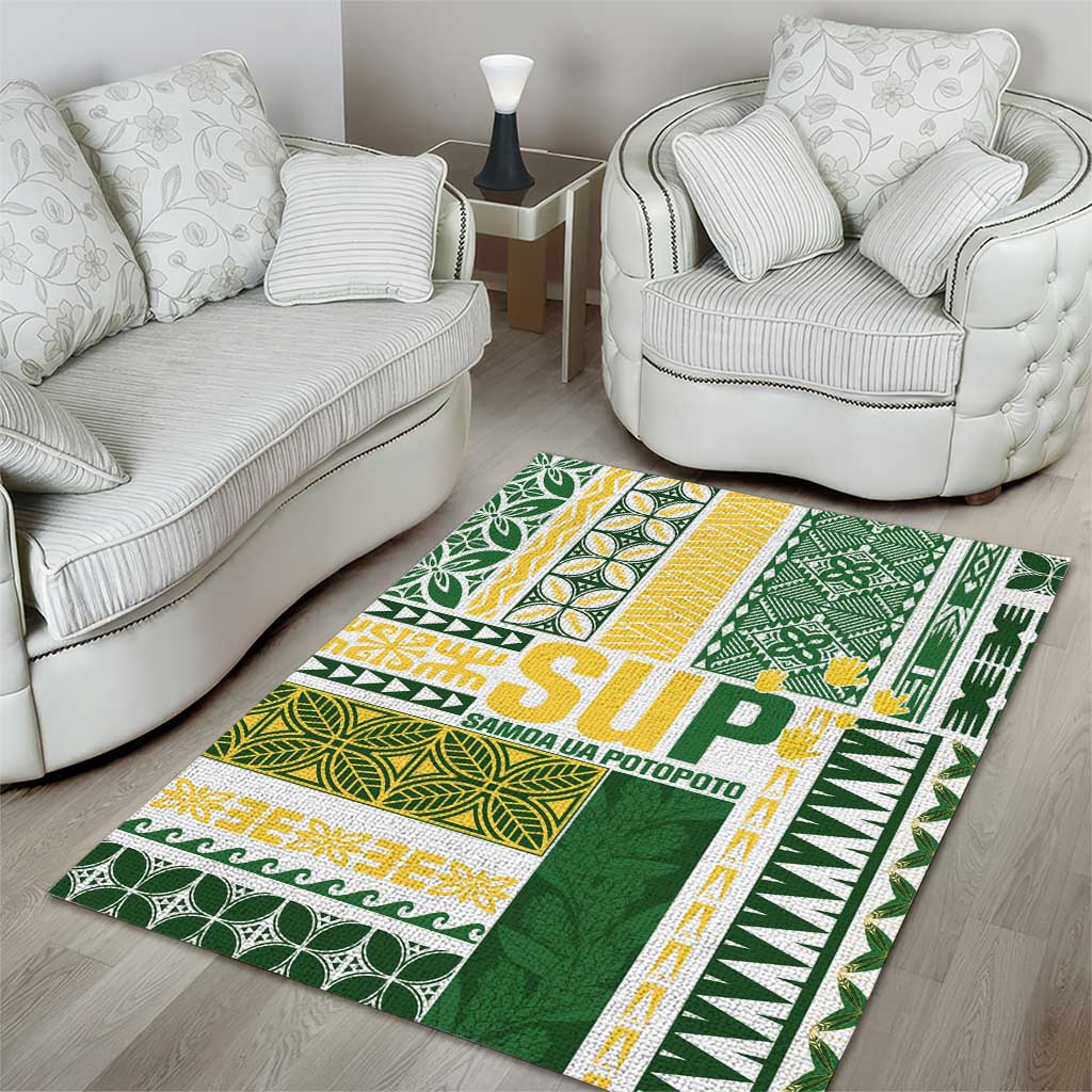 Samoa Uniting Party Area Rug SUP Est 2025 Siapo Pattern - Polynesian Pride