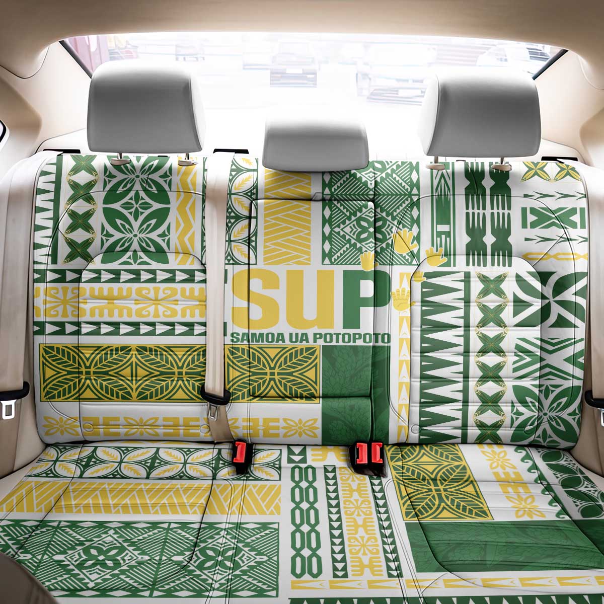 Samoa Uniting Party Back Car Seat Cover SUP Est 2025 Siapo Pattern LT14 - Polynesian Pride
