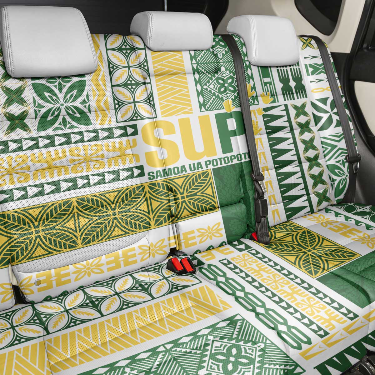 Samoa Uniting Party Back Car Seat Cover SUP Est 2025 Siapo Pattern LT14 - Polynesian Pride