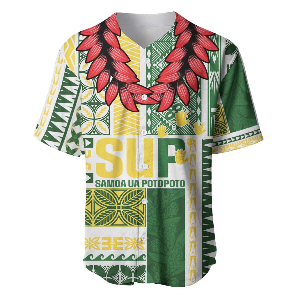 Samoa Uniting Party Baseball Jersey SUP Est 2025 Siapo Pattern LT14 White - Polynesian Pride