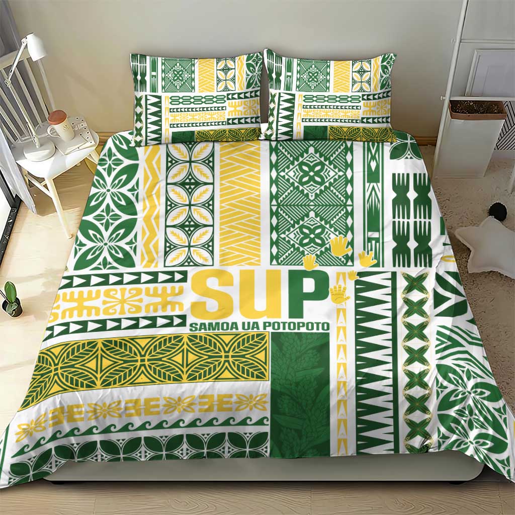 Samoa Uniting Party Bedding Set SUP Est 2025 Siapo Pattern - Polynesian Pride