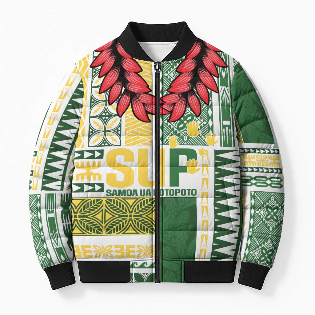 Samoa Uniting Party Bomber Puffer Jacket SUP Est 2025 Siapo Pattern - Polynesian Pride