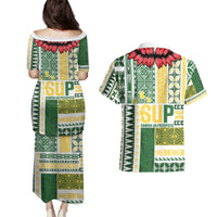 Samoa Uniting Party Couples Matching Puletasi and Hawaiian Shirt SUP Est 2025 Siapo Pattern - Polynesian Pride