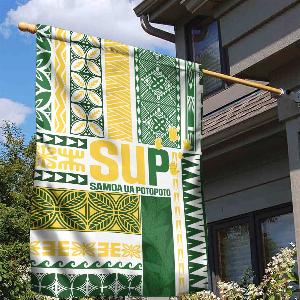 Samoa Uniting Party Garden Flag SUP Est 2025 Siapo Pattern - Polynesian Pride