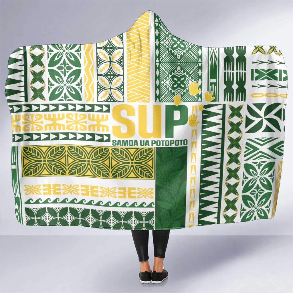 Samoa Uniting Party Hooded Blanket SUP Est 2025 Siapo Pattern - Polynesian Pride