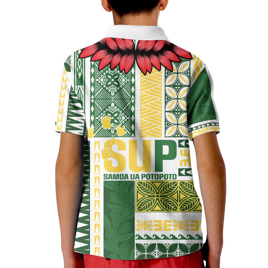 Samoa Uniting Party Kid Polo Shirt SUP Est 2025 Siapo Pattern - Polynesian Pride