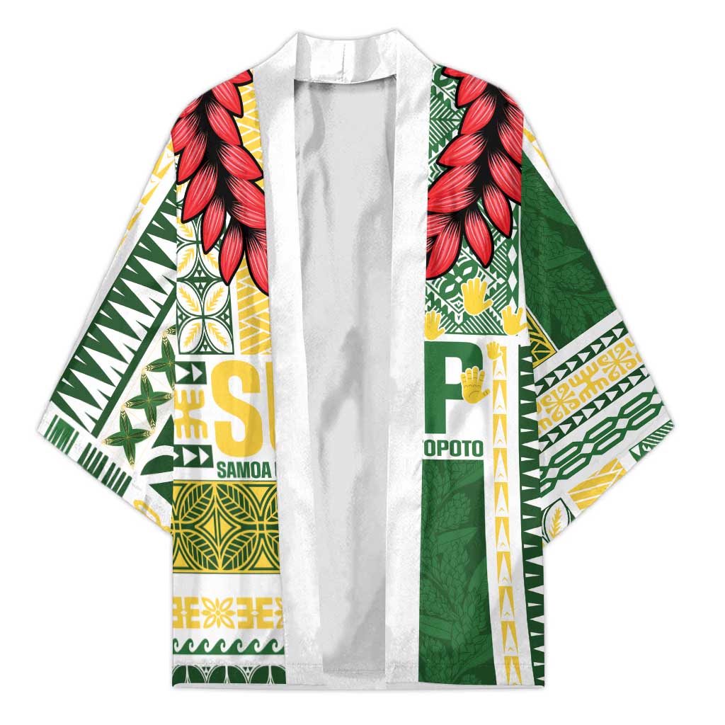 Samoa Uniting Party Kimono SUP Est 2025 Siapo Pattern LT14 Unisex White - Polynesian Pride