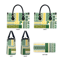 Samoa Uniting Party Leather Bag SUP Est 2025 Siapo Pattern - Polynesian Pride