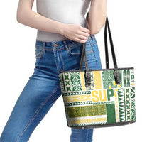 Samoa Uniting Party Leather Tote Bag SUP Est 2025 Siapo Pattern LT14 - Polynesian Pride