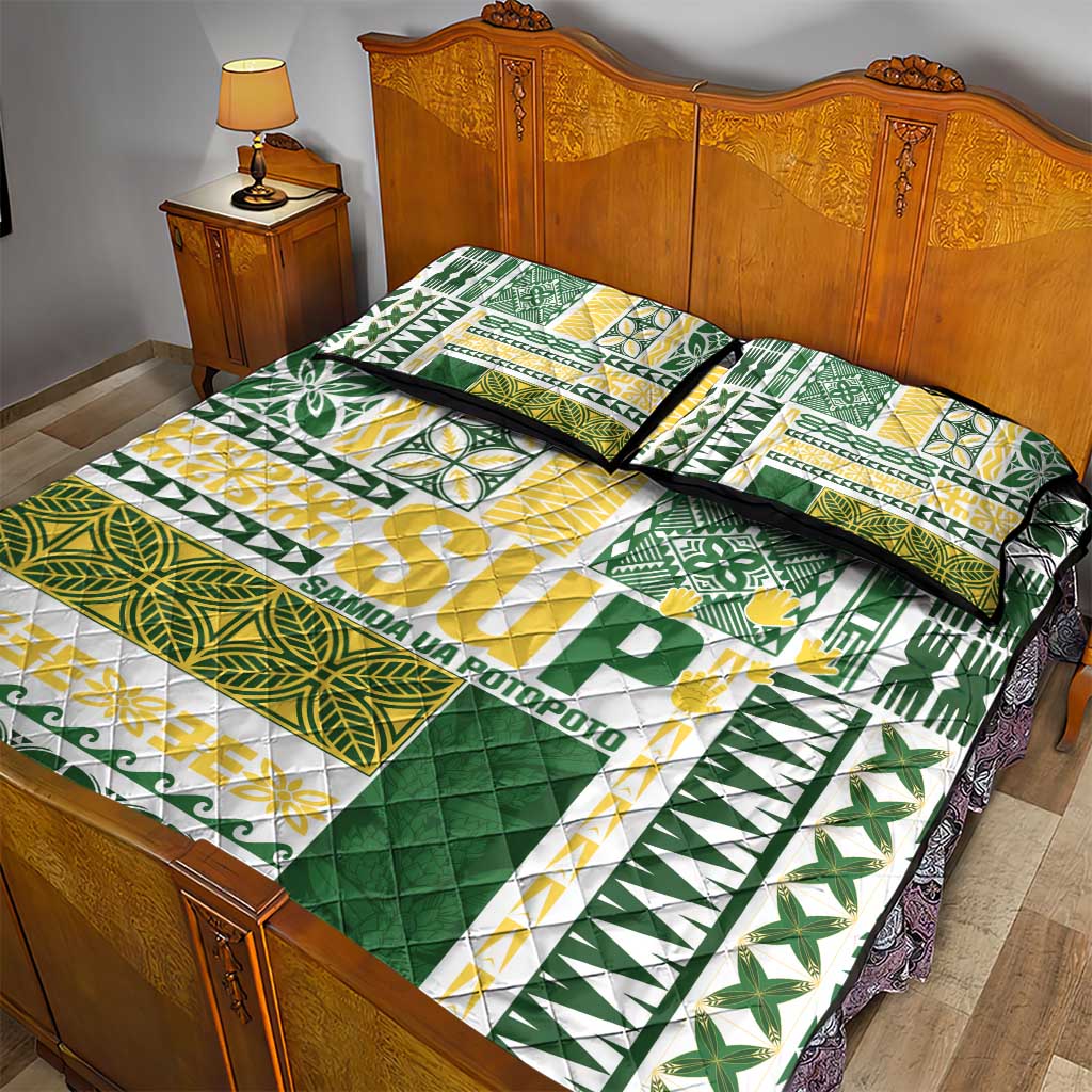 Samoa Uniting Party Quilt Bed Set SUP Est 2025 Siapo Pattern LT14 - Polynesian Pride
