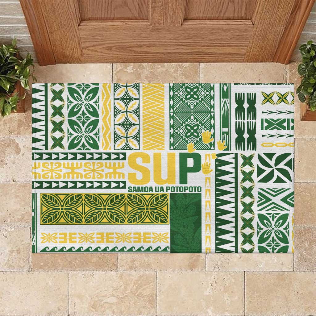 Samoa Uniting Party Rubber Doormat SUP Est 2025 Siapo Pattern - Polynesian Pride