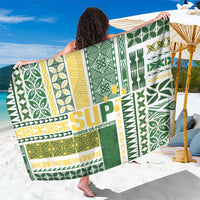 Samoa Uniting Party Sarong SUP Est 2025 Siapo Pattern LT14 One Size 44 x 66 inches White - Polynesian Pride